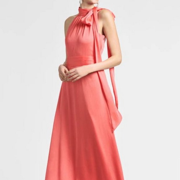 Sachin + Babi Dresses & Skirts - Sachin & Babi Coral Orange Kayla Halter Gown